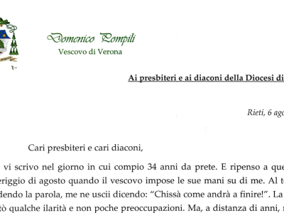 Il messaggio del vescovo Domenico a presbiteri e diaconi